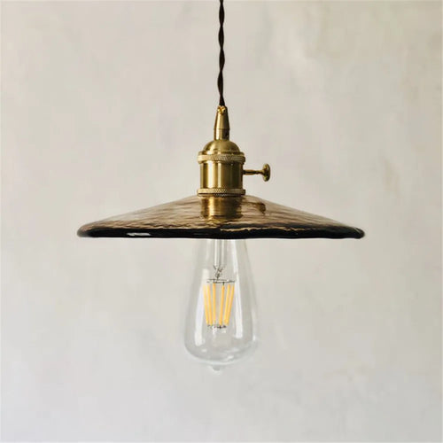 suspension en verre et laiton style nordique vintage - vue 3 sur 6