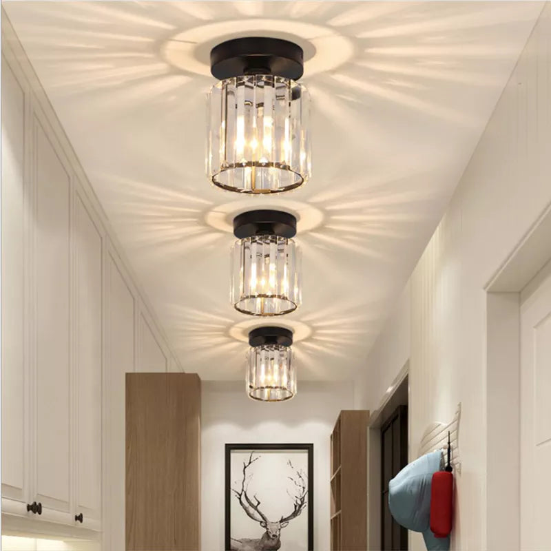plafonnier cristal led lumières carré rond salon - vue 2 sur 11