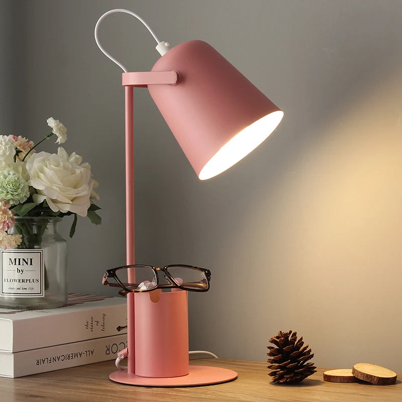 lampe de table led réglable style nordique avec porte-stylo protection yeux