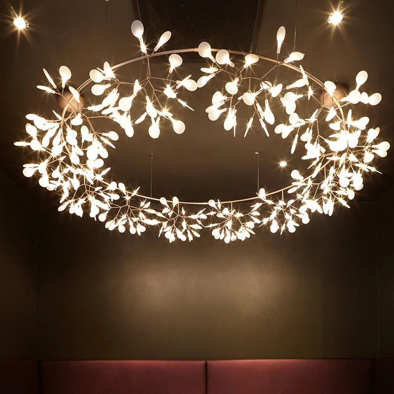 suspension led art déco en acier inoxydable et acrylique - vue 6 sur 19