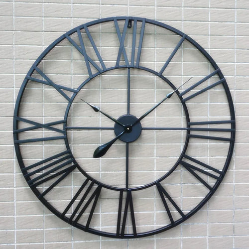horloge murale moderne 3d style rétro en fer noir décor intérieur - vue 2 sur 6