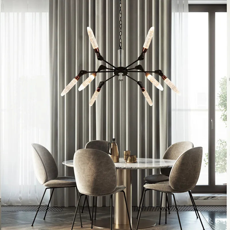 lustre nordique créatif en fer et cristal moderne - vue 3 sur 19