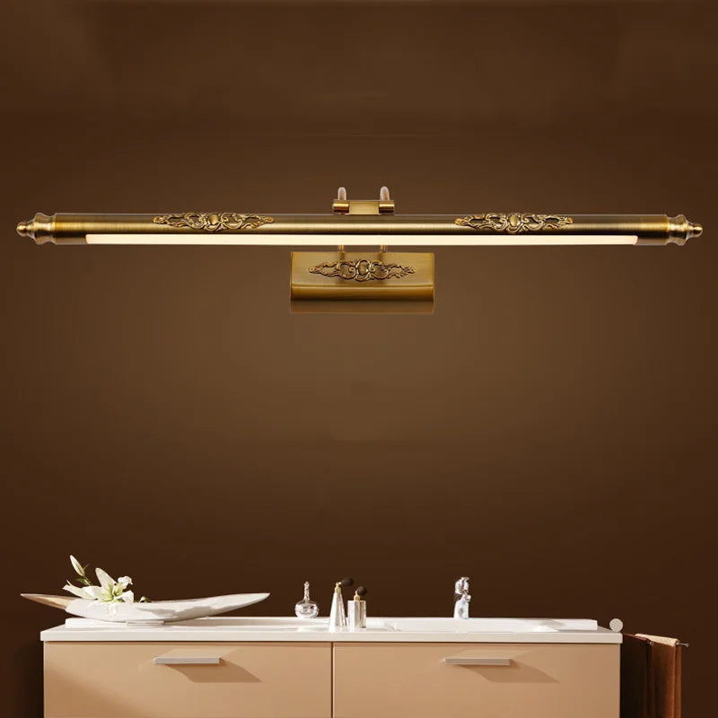 lampe miroir led europe sculptée bronze rétro éclairage photo rockable - vue 4 sur 6