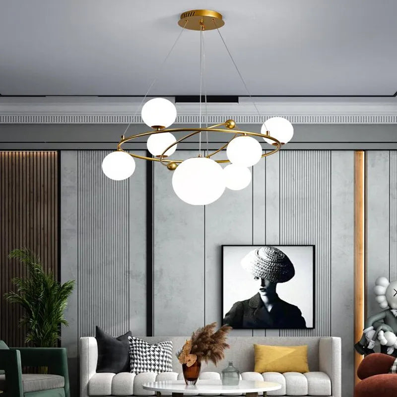 suspension LED nordique lustre en verre décoratif pour intérieur - vue 7 sur 10