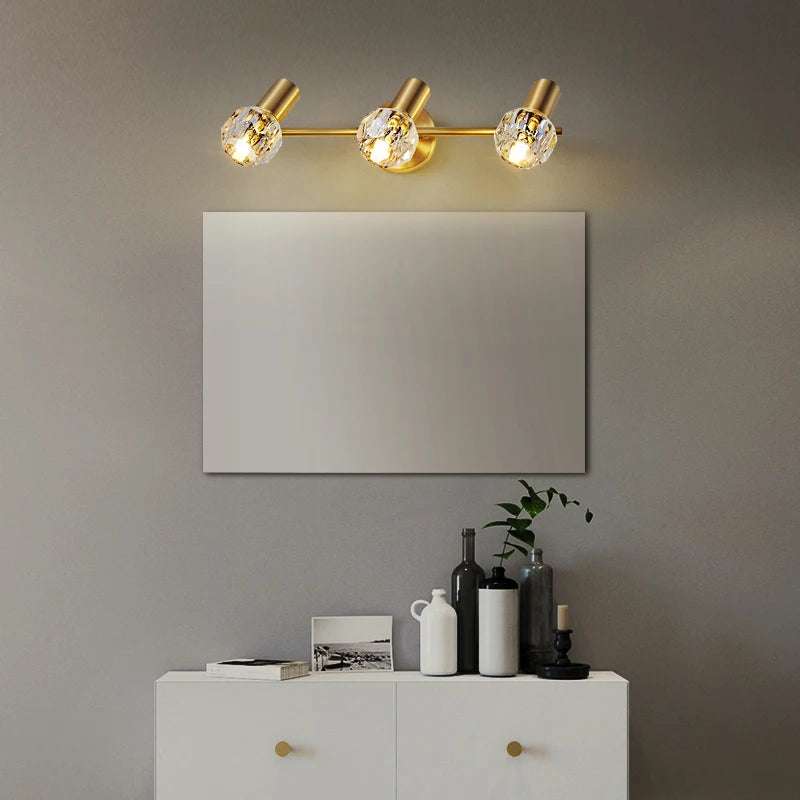 lampe frontale à led en cristal design moderne pour salle de bain - vue 3 sur 8