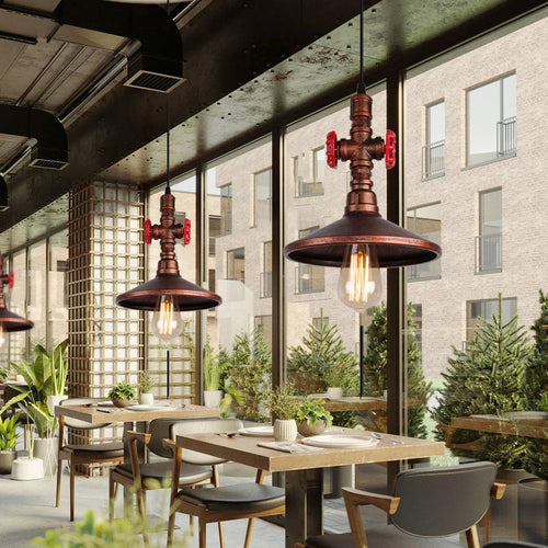 suspension vintage industriel loft tuyau d'eau luminaire bar restaurant - vue 2 sur 10