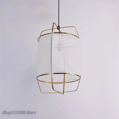 lampes suspendues créatives en bambou et lin nordique - vue 3 sur 6