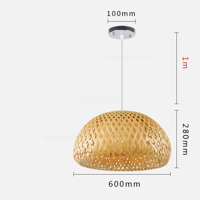 luminaire suspendu en bambou chinois pour restaurant hôtel - vue 8 sur 29