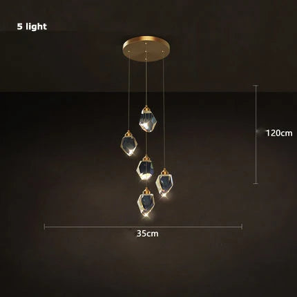 lustre en cristal et cuivre style art déco design moderne - vue 9 sur 22