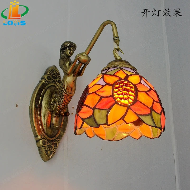 applique murale style tiffany éclairage mode sirène design élégant - vue 8 sur 13