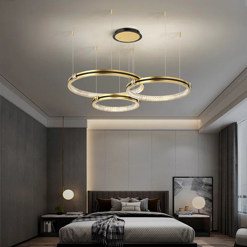 lustre en cristal moderne pour hall et restaurant luxe - vue 6 sur 17