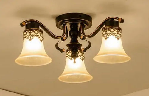 plafonnier vintage en verre et métal rétro lumineux - vue 10 sur 10