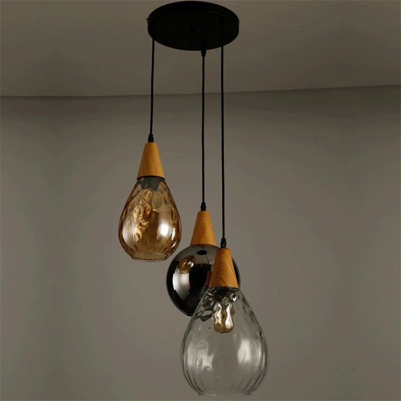lampes suspendues en verre grain d'eau nordique rétro décoratives