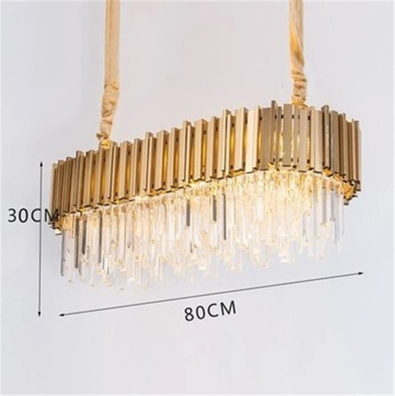 lustre moderne en cristal avec grande suspension à led - vue 10 sur 15