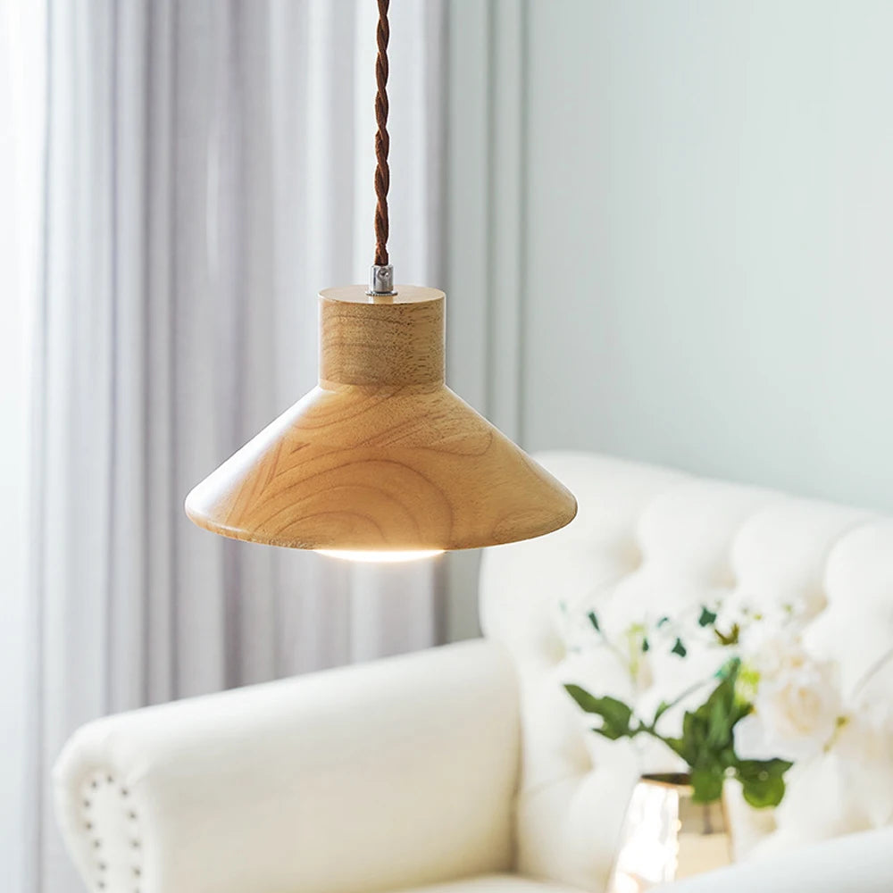 suspension luminaire led nordique moderne en bois pour décoration maison - vue 4 sur 7