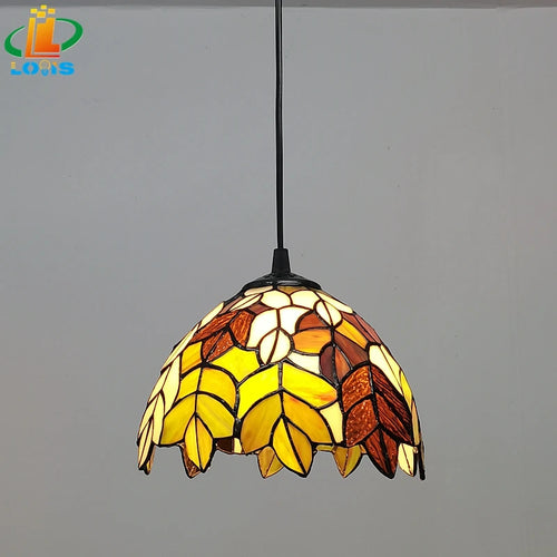 lustre en verre style tiffany pour restaurants et cafés rétro - vue 4 sur 6