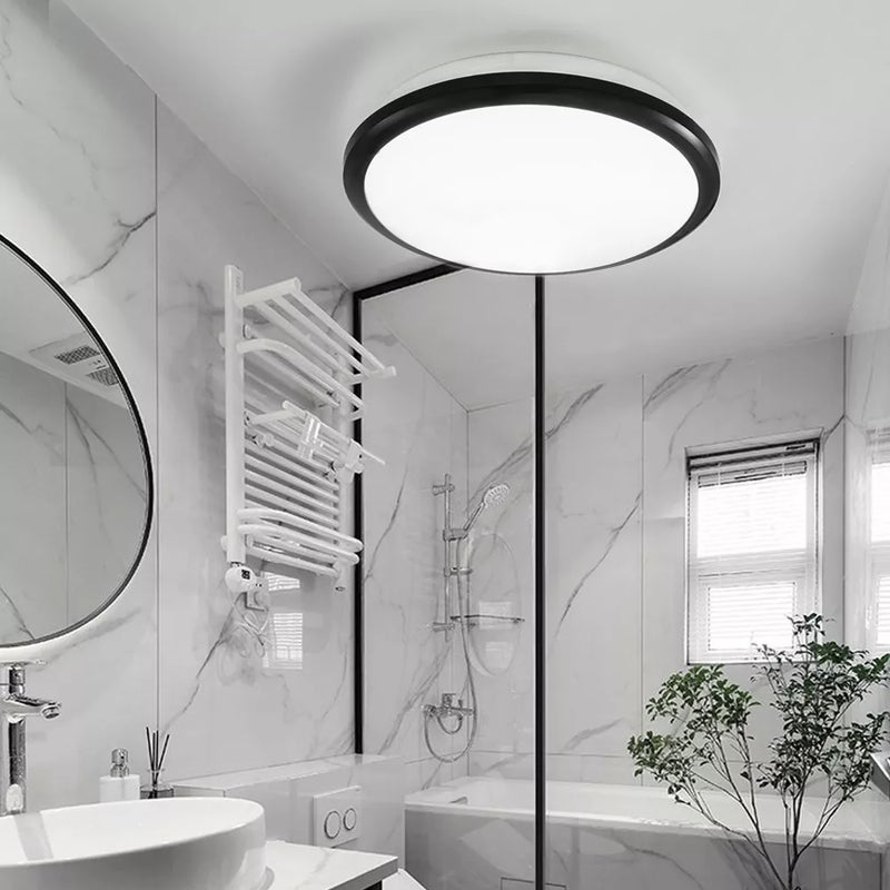 Zerouno plafond moderne à LEDs lumière étanche salle de bains lampe ronde salle de bain toilette 30W capteur de mouvement intérieur de la maison noir brillant