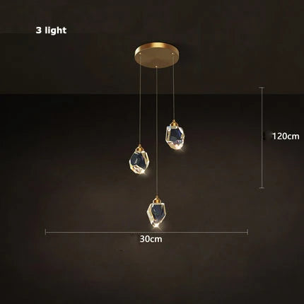 lustre en cristal et cuivre style art déco design moderne - vue 8 sur 22