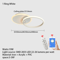 Lustre Led moderne anneau Led plafonniers salon chambre lumières plafond noir/blanc 1-5 anneau d'éclairage APP/lustre à distance