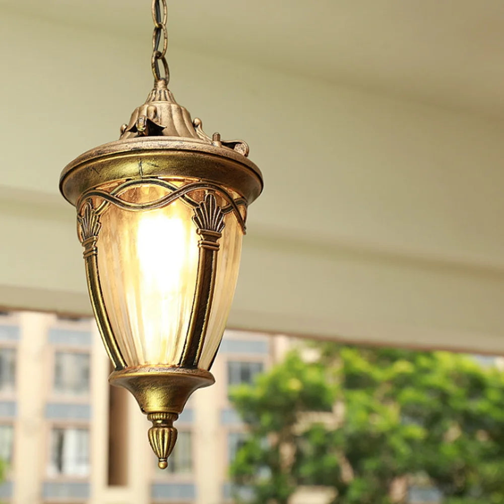 Lumière suspendue extérieure américaine pour Restaurant balcon Bar hôtel pavillon galerie lampe rétro rétro étanche lustre lumière - vue 4 sur 8