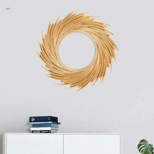 miroir décoratif en rotin forme de soleil pour décoration intérieure - vue 2 sur 6