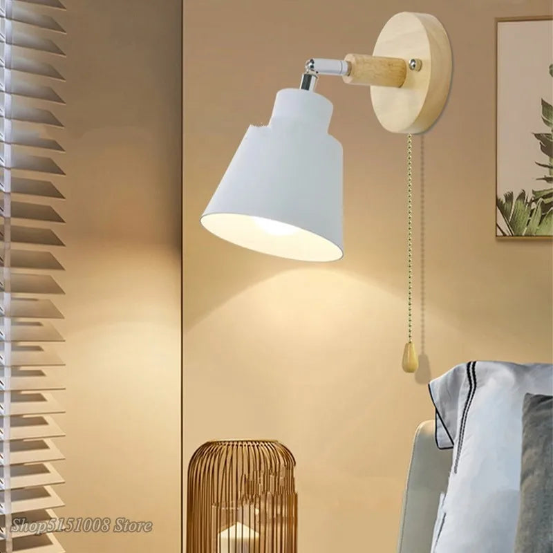 applique murale nordique en bois rotative avec interrupteur moderne - vue 4 sur 14
