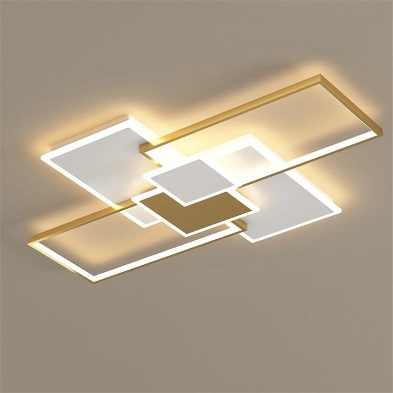 plafonnier à cadre carré moderne avec lumières led - vue 2 sur 12