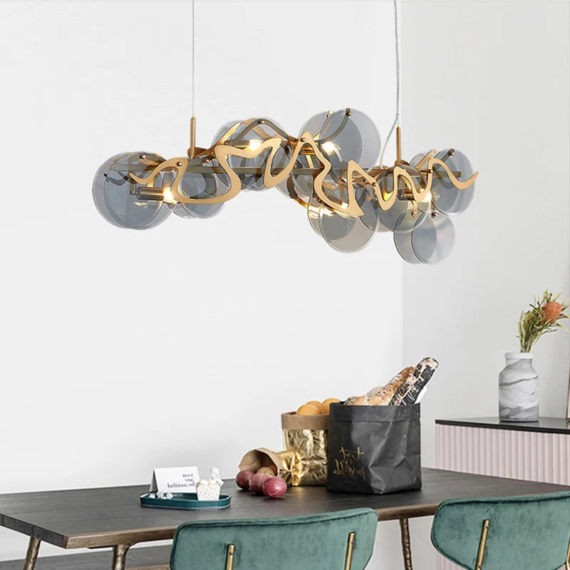 LED postmoderne doré rond ovale lustre éclairage lustre Suspension Luminaire Lampen pour Foyer