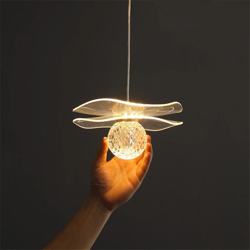 lustre moderne en acrylique et cuivre led feuille de lotus