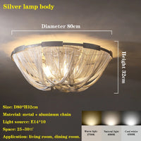 Designer LED Deiling Light Handmade Tassel Aluminum Chain Ceiling Light, Suitable For Living Room/Bedroom Home Decoration Lights