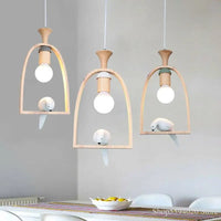 lustre en bois nordique créatif pour oiseaux chaleureux et romantique