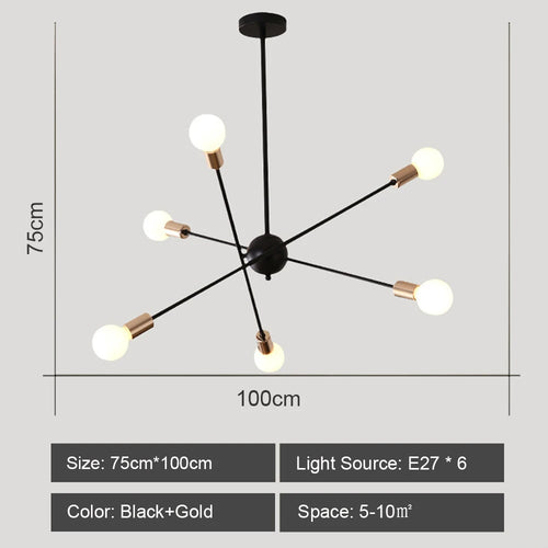 lustre moderne à leds style industriel spoutnik créatif éclairage maison - vue 10 sur 16