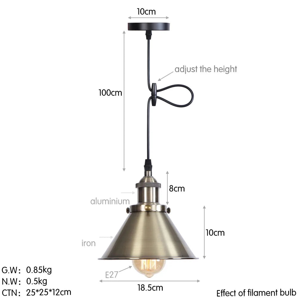 suspension vintage industrielle avec abat-jour en fer - vue 11 sur 14