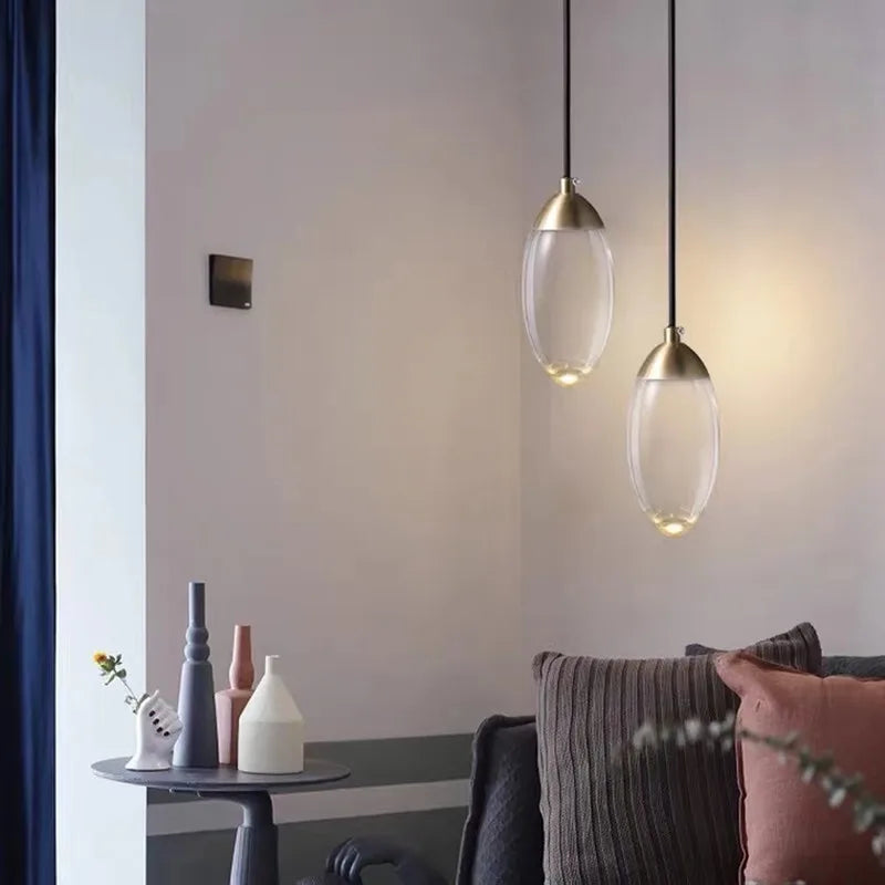suspension moderne en laiton cristal design nordique pour intérieur élégant - vue 3 sur 7