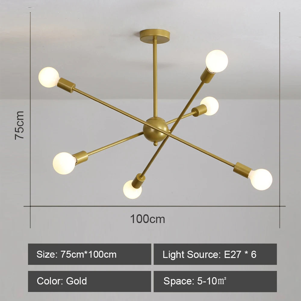 lustre moderne à leds style industriel spoutnik créatif éclairage maison - vue 10 sur 16