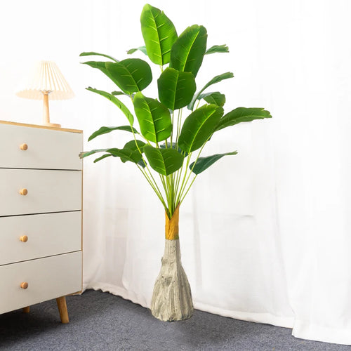 bananier artificiel tropical avec grandes feuilles en plastique - vue 9 sur 8