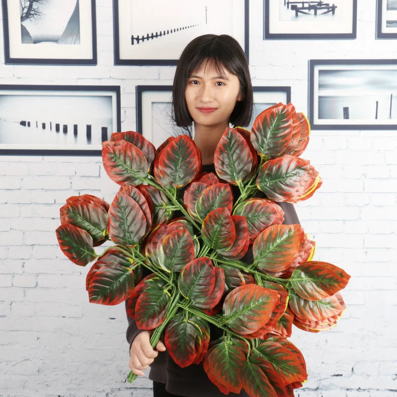 lot de 12 feuilles d'érable artificielles pour décoration d'automne - vue 4 sur 19