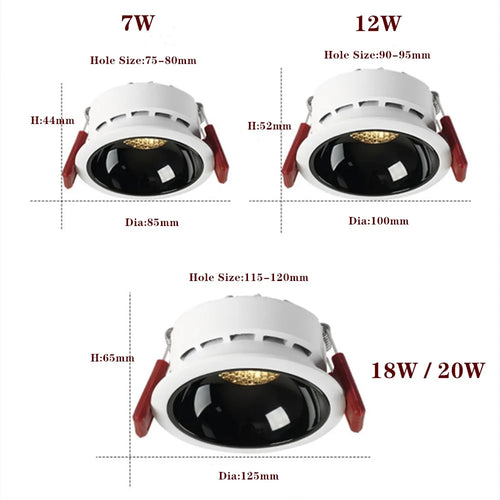 spot led encastrable plafond nid d'abeille sans éblouissement - vue 3 sur 9
