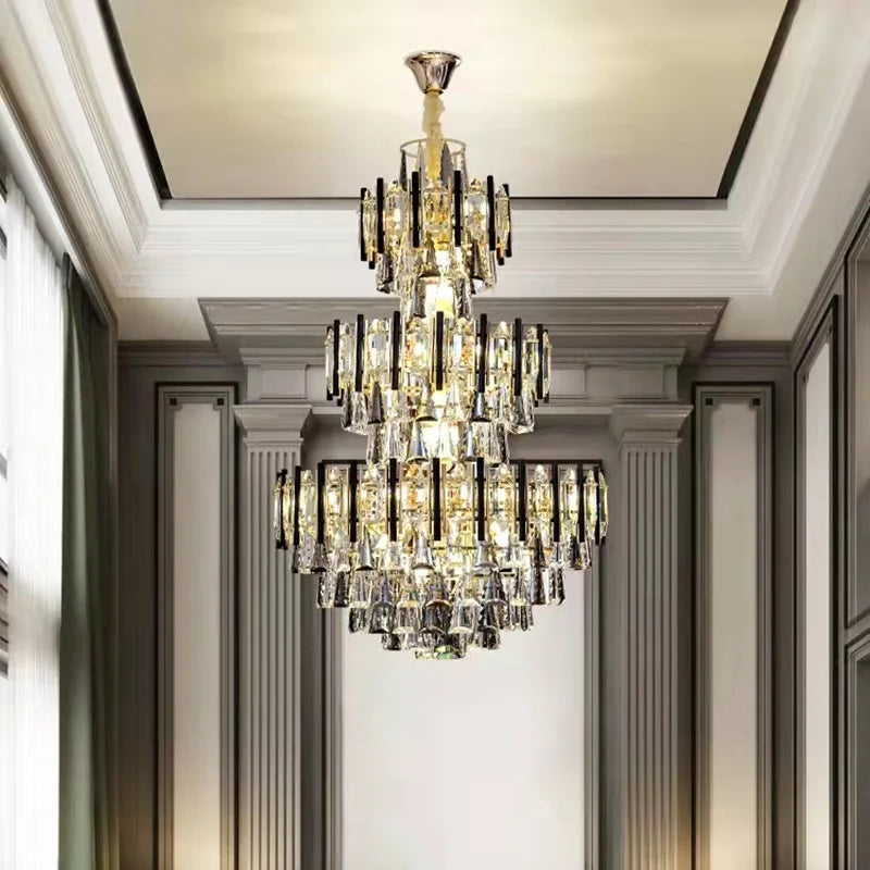 lustre en cristal de luxe pour escalier et hall d'hôtel - vue 3 sur 11