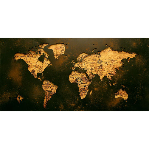carte du monde vintage peinture sur toile art mural décoratif