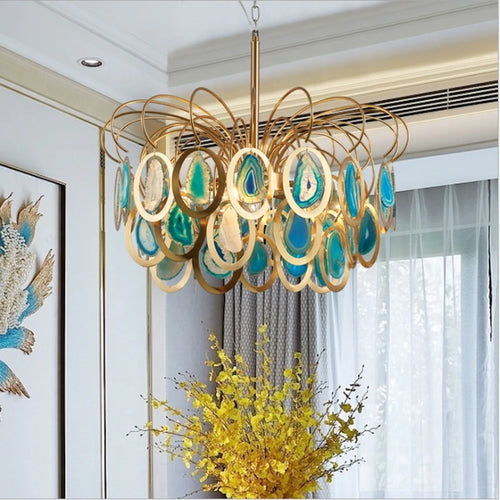 lustre nordique en agate pour décoration intérieure élégante - vue 5 sur 7