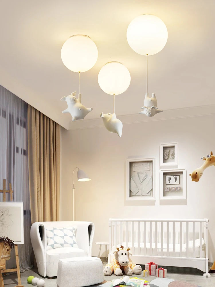 plafonnier led cochon volant pour décoration enfants - vue 4 sur 16