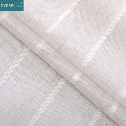 Rideau lin rayé style européen translucide salon chambre