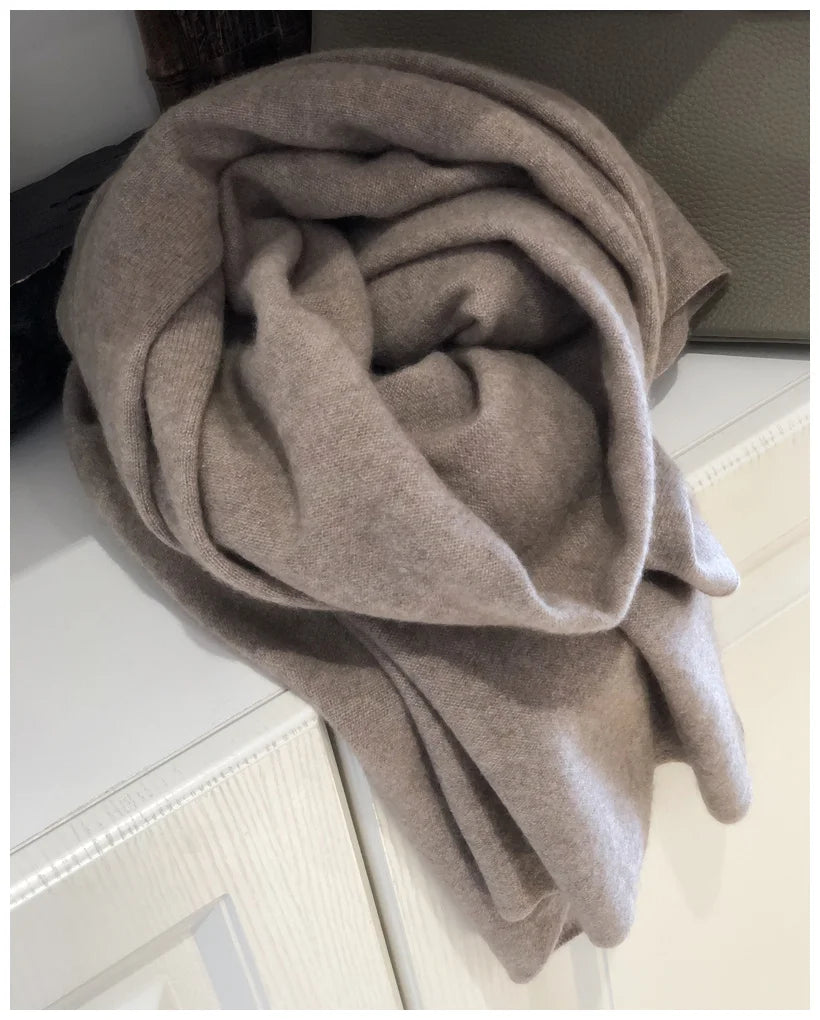 Echarpe cachemire tricotee elegante hiver avec franges - vue 5 sur 7