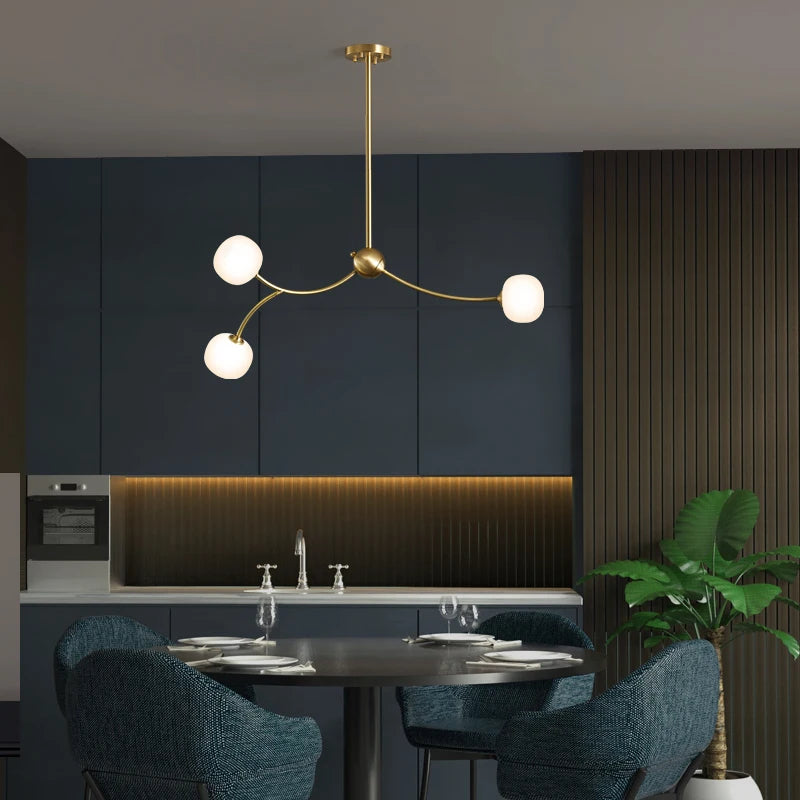 lustre de restaurant en cuivre design ambiance moderne pour intérieur - vue 5 sur 10
