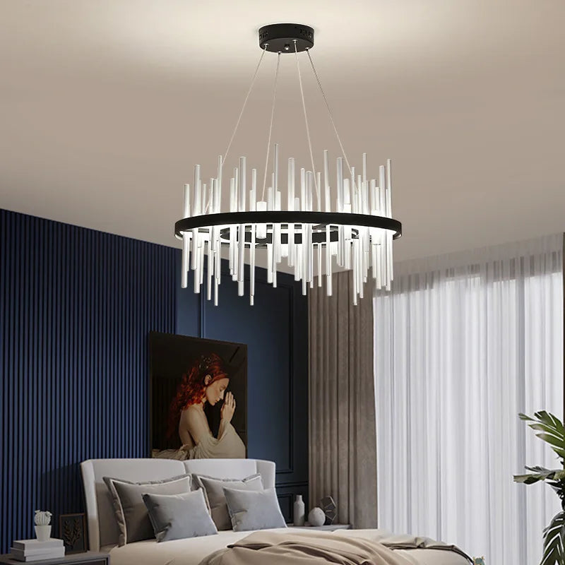 lustre nordique simple en acrylique à haute transmission lumineuse - vue 6 sur 9