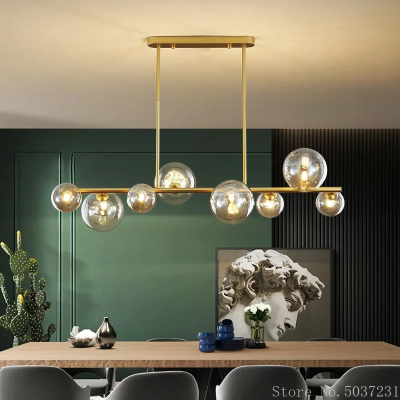 lustre led nordique moderne en boule de verre éclairage industriel - vue 4 sur 13