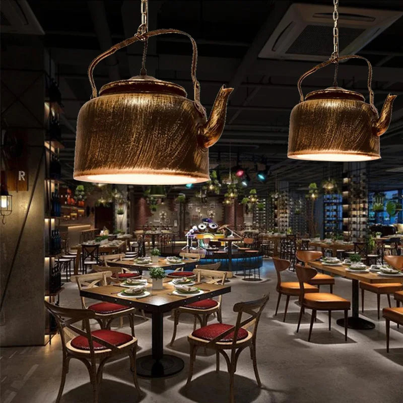 lustre rétro industriel en fer pour bar restaurant musique wj11087 - vue 4 sur 8