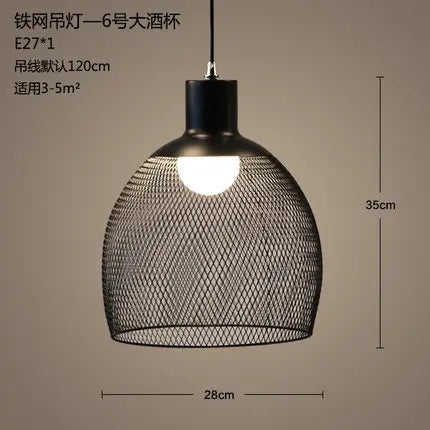 lustre cage à oiseaux style loft rétro en fer créatif minimaliste - vue 15 sur 18