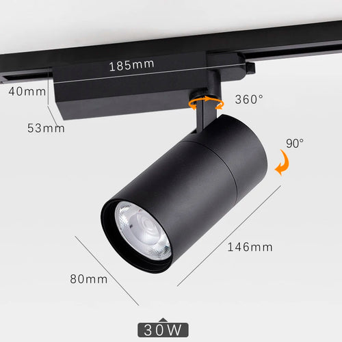 lampe led sur rail avec tige de suspension réglable en aluminium - vue 3 sur 6